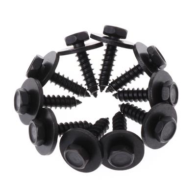 10 Pcs 4.8x19mm Self-Tapping Screws Captive Loose Washer 8mm Hex for Head Black