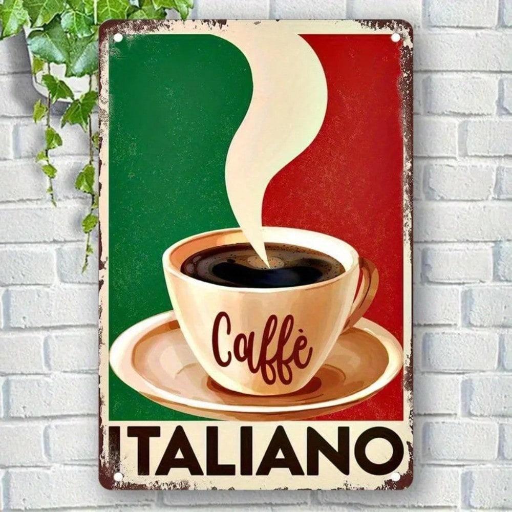 Vintage Metal Tin Sign Italian Coffee Espresso 8x12 Inch Retro Wall Decor разноцветный
