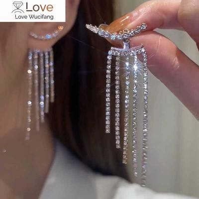 Neue Strass Lange Quaste Ohrringe Damen Mode Anhänger Ohrringe Exquisite Kristall Hochzeit Engagement Schmuck