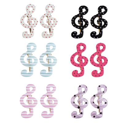 Joli Set de 2 Pinces à Cheveux Étoiles Pois Rayures Notes de Musique Pour Femmes Filles Enfants Accessoires de Cheveux Légers en Acrylique