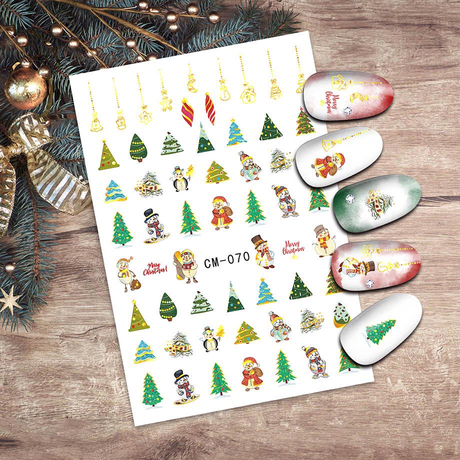 Snowflake Santa Claus Silver Nail Stickers - Christmas Decoration, Hot Seller in Cross-border E-commerce