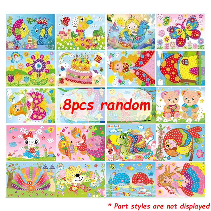 

8pcs Cartoon Diamond Crystal Mosaic Sticker Painting Hanmade DIY Color Diamond Painting Paper Creative DIY Art Kits