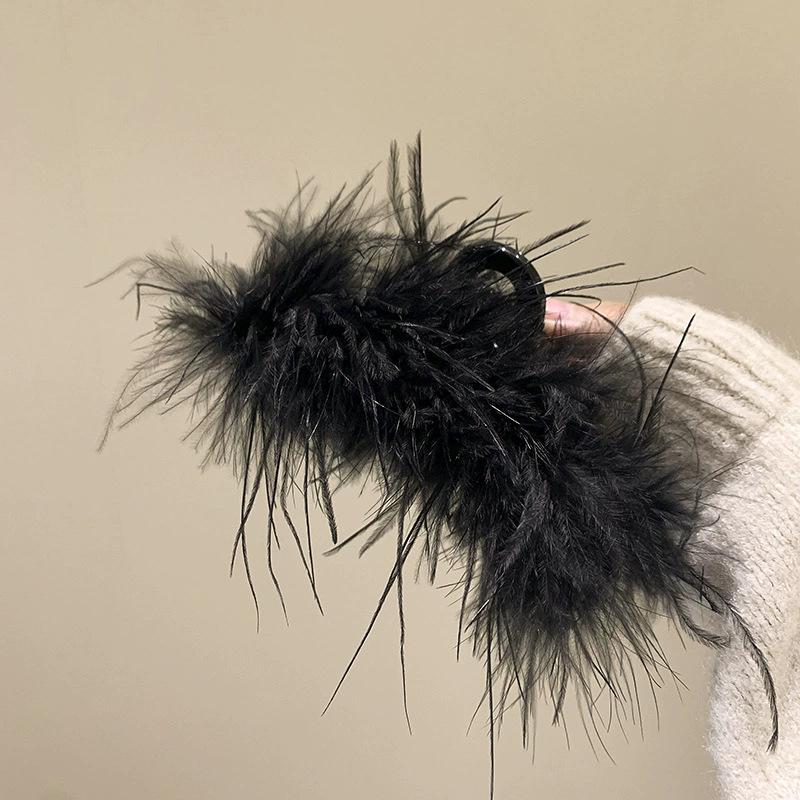 Корейская заколка-хваталка с перьями заколка для волос из страусиных перьев заколка для волос на затылок плюшевая заколка-краб в виде акулы