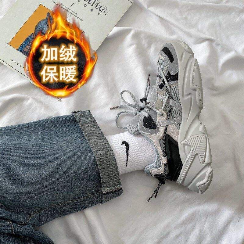 2025 new chic Japanese and Korean trend couple velvet dad shoes trendy casual versatile sports shoes mesh trendy shoes men
