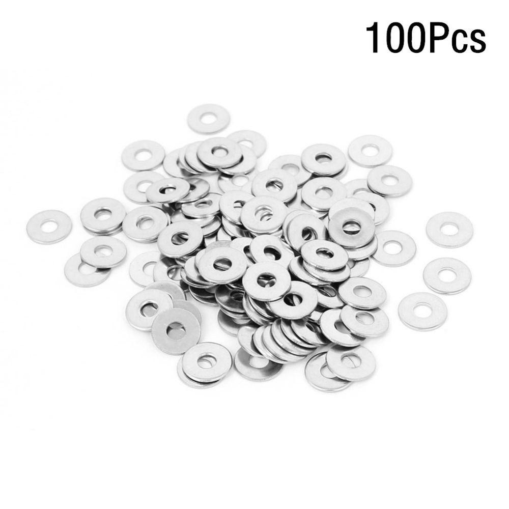 

100 шт. металлическая шайба M4 серебристого цвета, шайбы из нержавеющей стали 304 для болтов, плоских шайб