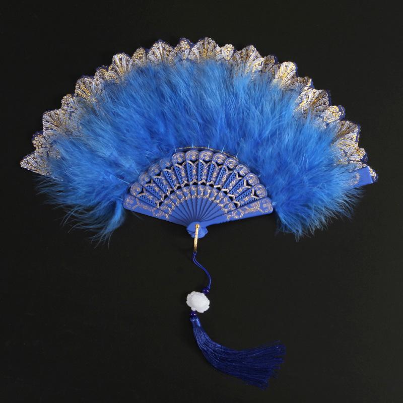 1PC Dance Hand Fan Party Decoration with Pendant Gothic Court Feather Lace Vintage Lolita Folding Fan