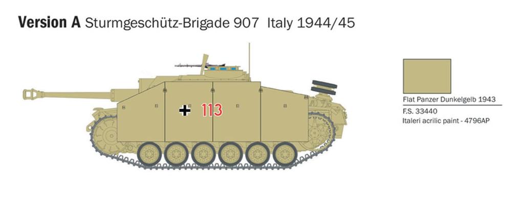 Italeri 1/56 WWII German Sd.Kfz.142/1 Sturmgeschütz III Ausf.G Plastic Model Kit IT25756