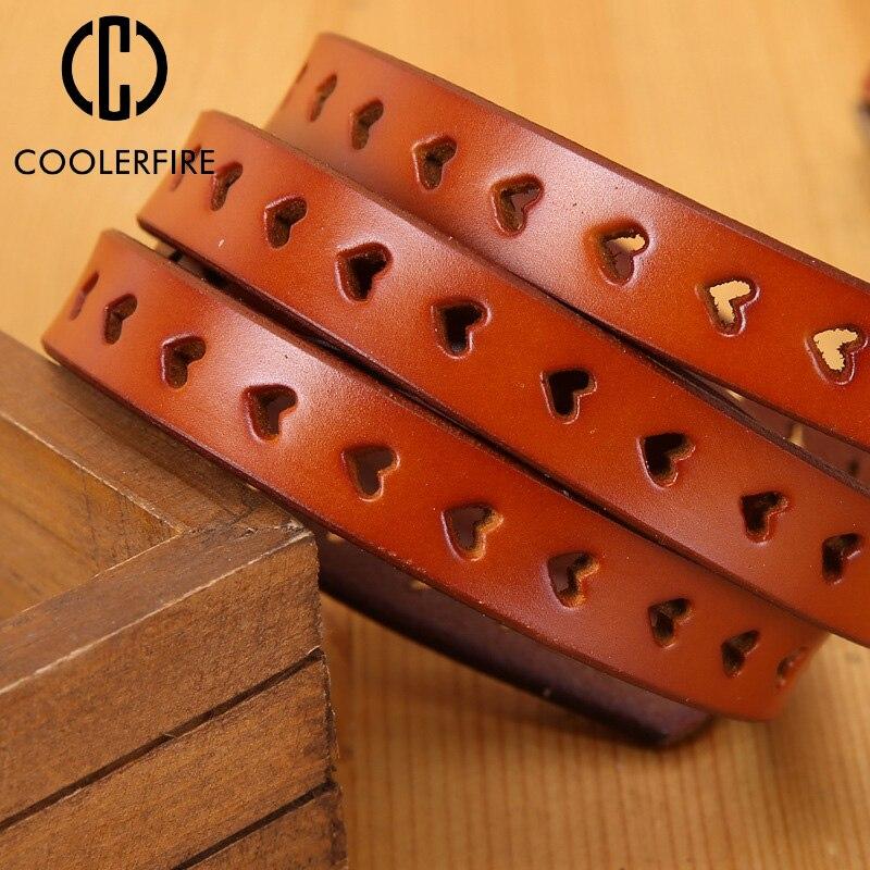 1.4cm Belts for Women Geniune Leather Casual Designer Fashion High Guality Love Heart Eyelet Grommet Belts Solid Color LB2222