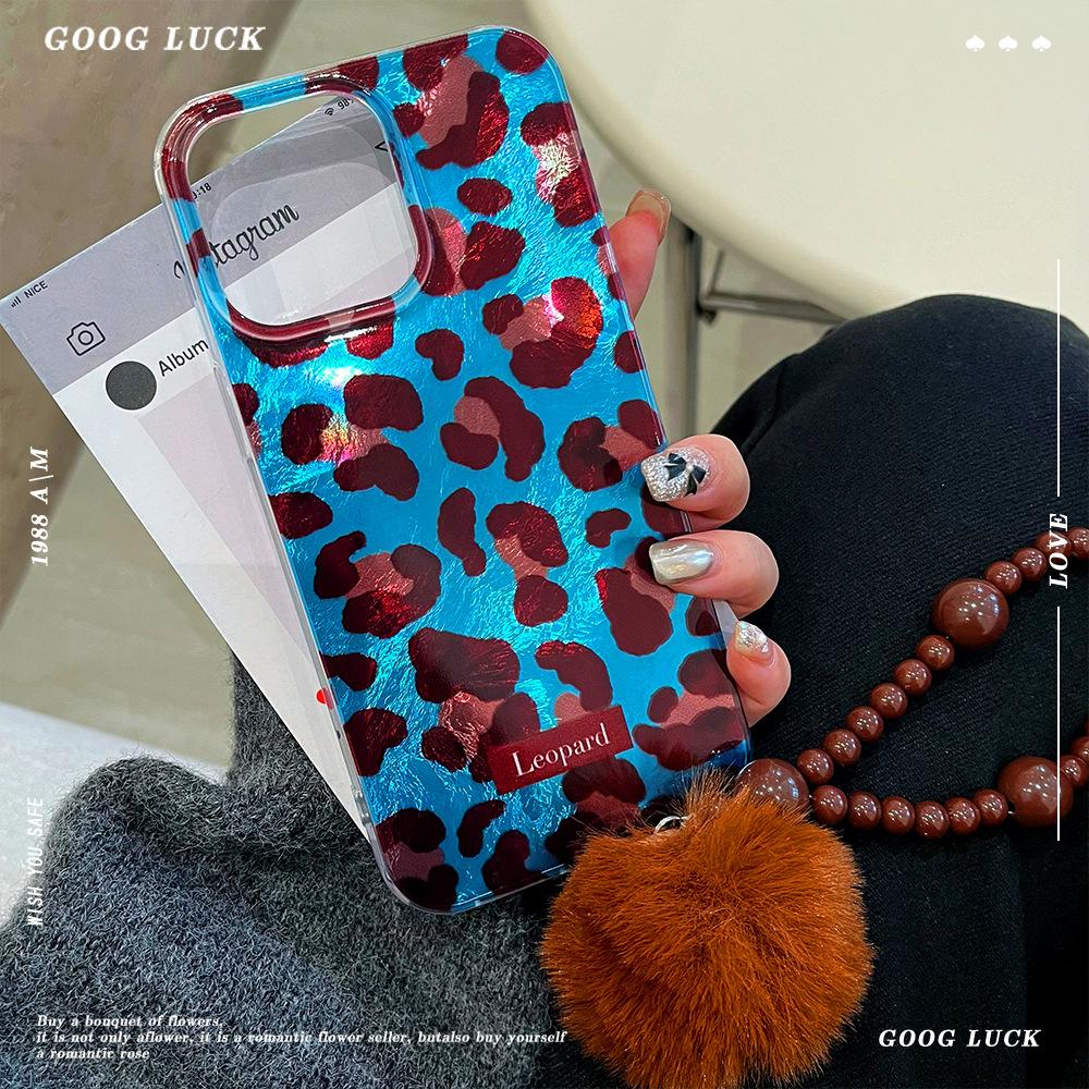 Applicable To Apple 16promax Leopard Polka Dot Phone Case IPhone 13 Bracelet New Style Lanyard Protection Case