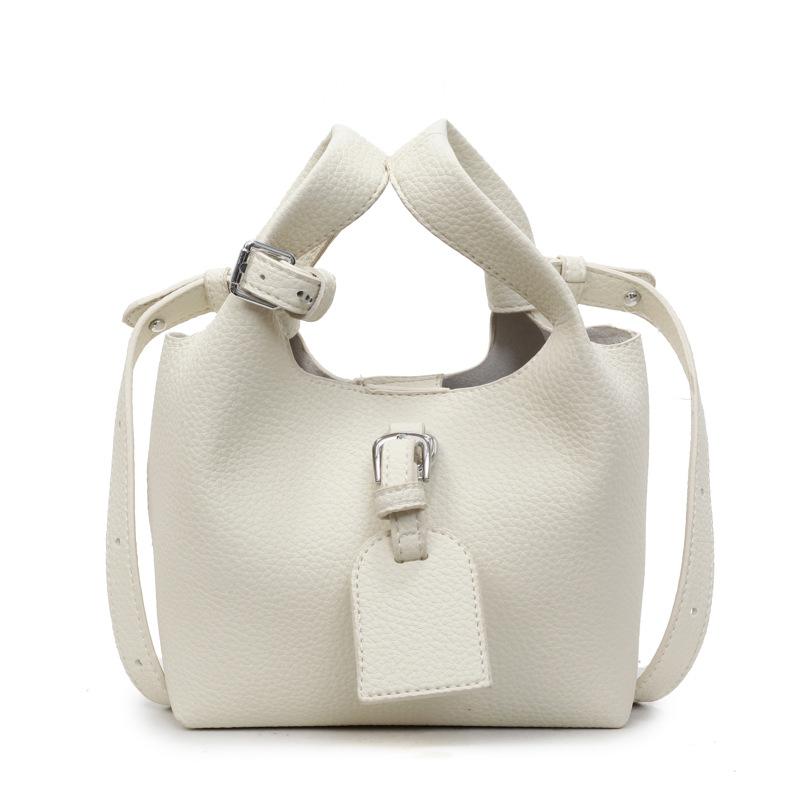 Retro texture handbag women's spring and summer new children and mothers fashionable simple bucket bag solid color messenger bag