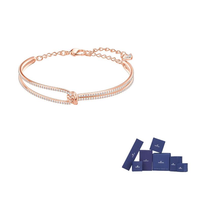 Swarovski Artificial Crystal Bangles Womens Rose Gold tone Plated F-Original brand box (color random)