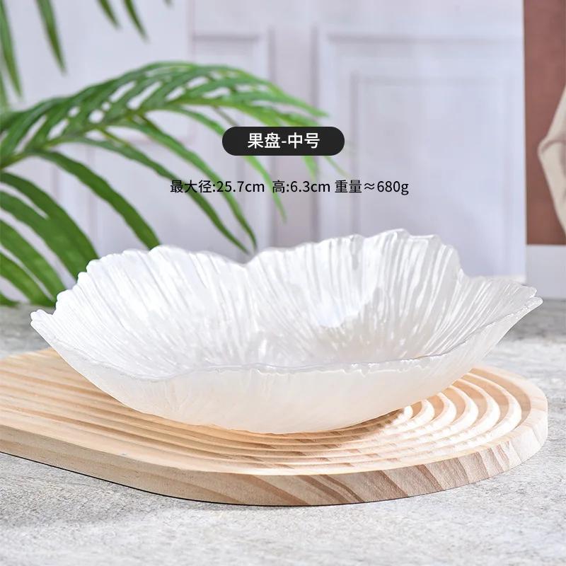 

Простой поднос из хрустального стекла для закусок и конфет Элегантная фруктовая тарелка из белого нефрита с цветочным узором Декоративные тарелки в скандинавском стиле