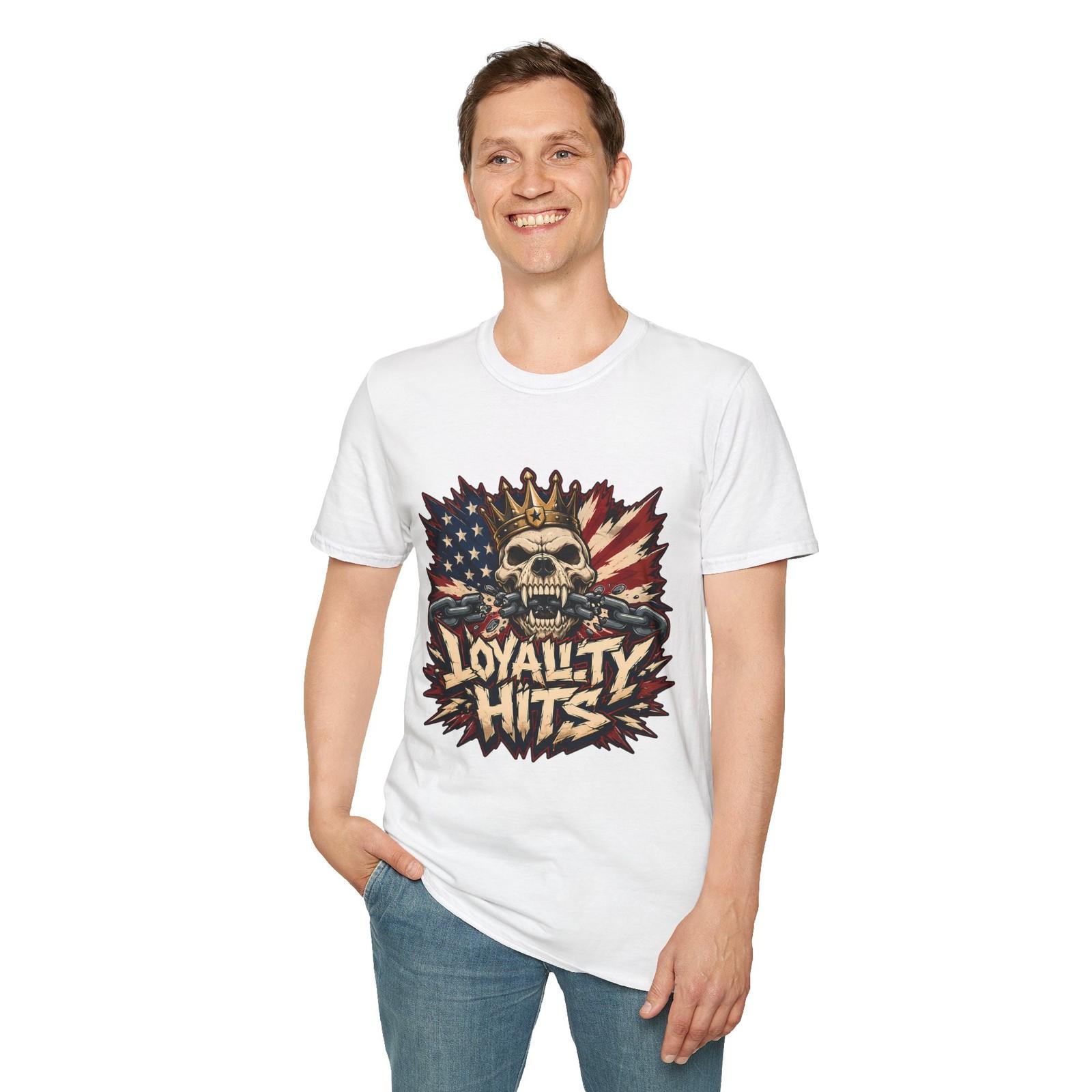 Pitbull Skull American Flag Graffiti Emblem Street Art Unisex Softstyle T-Shirt S