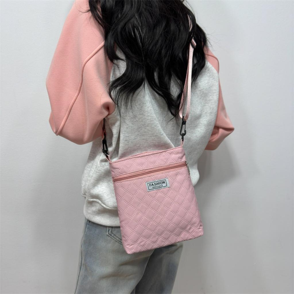 Borsa a tracolla semplice a griglia di diamanti a tinta unita per donna, borsa a spalla casual, borsa a tracolla piccola quadrata leggera e versatile