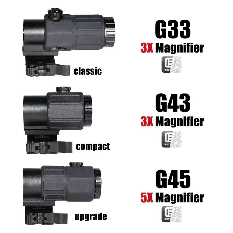 Eot**h G45 5X Magnifier Sight Scope G33 G43 3X Folding Side Flip Magnifiers Tactical Combo Hunting Amplify Adjustable Scopes