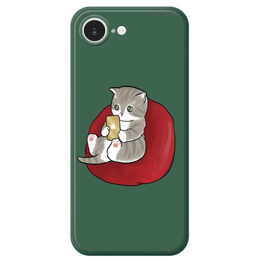 For iPhone 16e Case Casual Cat Pattern Printing Straight Edge TPU Phone Back Cover