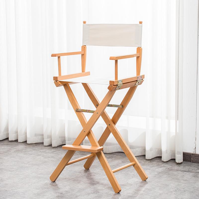 Klappbarer Regiestuhl aus Massivholz mit Segeltuchsitz und -lehne: Ideal für Bar, Büro, Make-up, Angeln, Outdoor und Freizeit.