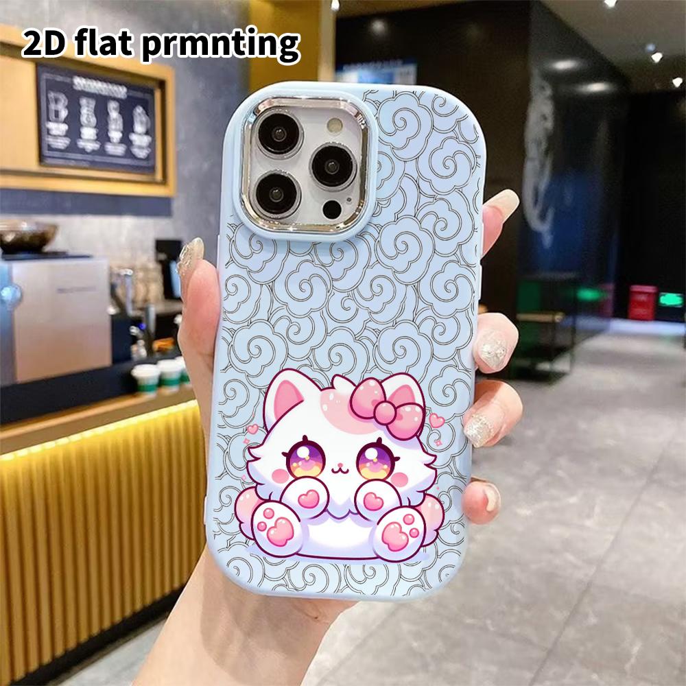 Phone Case: 2D Flat Design Suitable for iPhone 18 17 16 15 14 13 Pro Protective Case, Couple Style, Pink Paw Kitten, Christmas and Halloween Gift