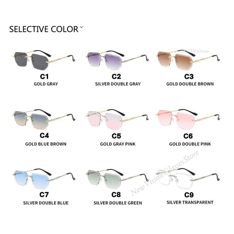 Rimless Luxury Sunglasses Diamond Cut Sun Shades For Man And Women Designer Brand Glasses Uv400 Frameless Eyewear  Trend