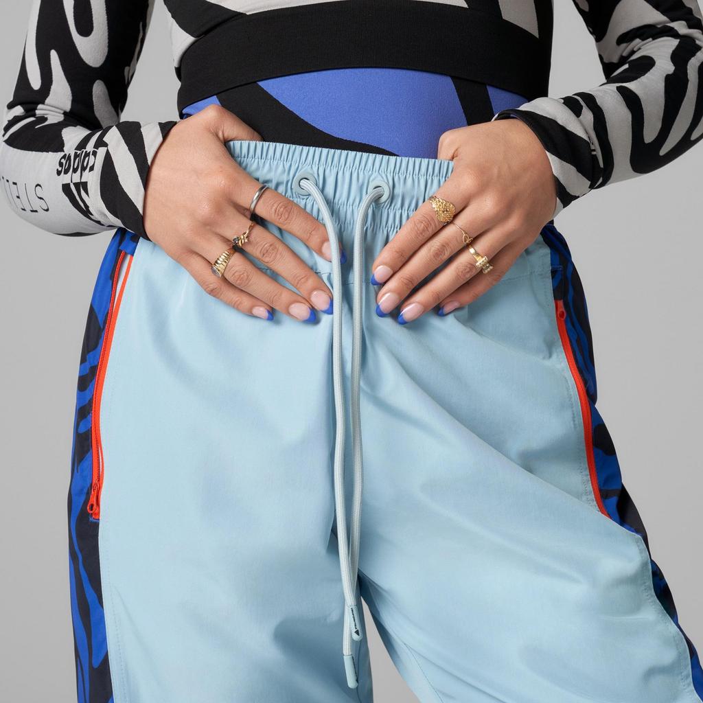 adidas Stella McCartney Sw W Tp Zp Retro Color Block Pattern Cuffed Casual Sports Pants Women Pants Blue HA8969