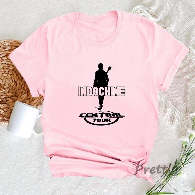 Indochine Central Tour Rock Band T Shirts Streetwear Frauen Sommer Kurzarm T-shirt Vintage Grafik Druck Frau Kleidung Unisex