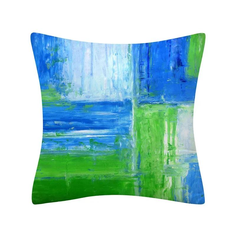 30X50/40X40/45X45CM Abstract Oil Painting Geometry Cushion Cases Yellow Blue Green Modern Abstract Art Pillows Case Sofa Pillows
