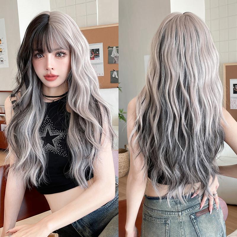 Professional  WIGS Long Body Wavy Sakura Pink Wig for Sweet Girl High Density Synthetic Loose Curly Hair Wig with Bangs Beginner Friendly