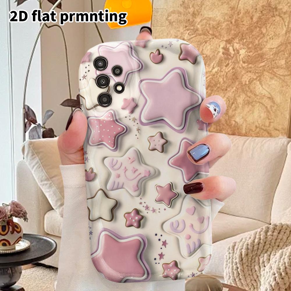 Phone Case: 2D Flat Samsung Galaxy A34 A35 M05 M06 S20 S22 S21 FE Plus 5G Protective Case, Couples Style, Star Cookies, Christmas and Halloween Gifts