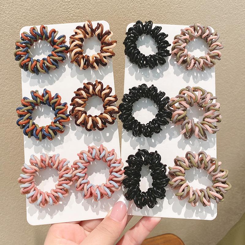 5 SZT./Partia Nowa Moda Kobiety Uroda Phoe Elastyczne Gumki do Włosów Casual Dziewczyna Spiralne Gumki do Włosów Kolorowe Gumowe Kabel Telefoniczny Scrunchies