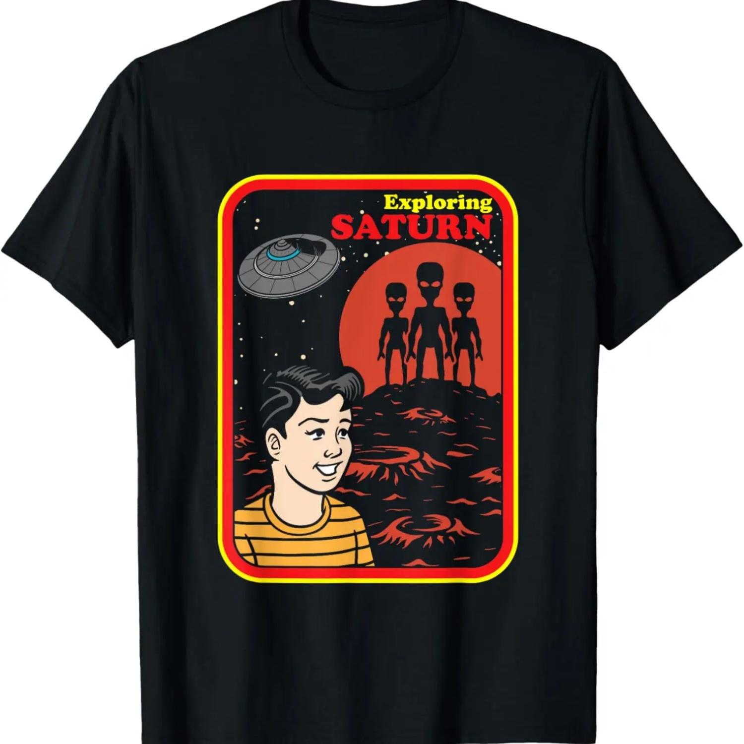 

Saturn Explorer Spaceship Galaxy Universe UFO Alien Planets T-Shirt S чёрный
