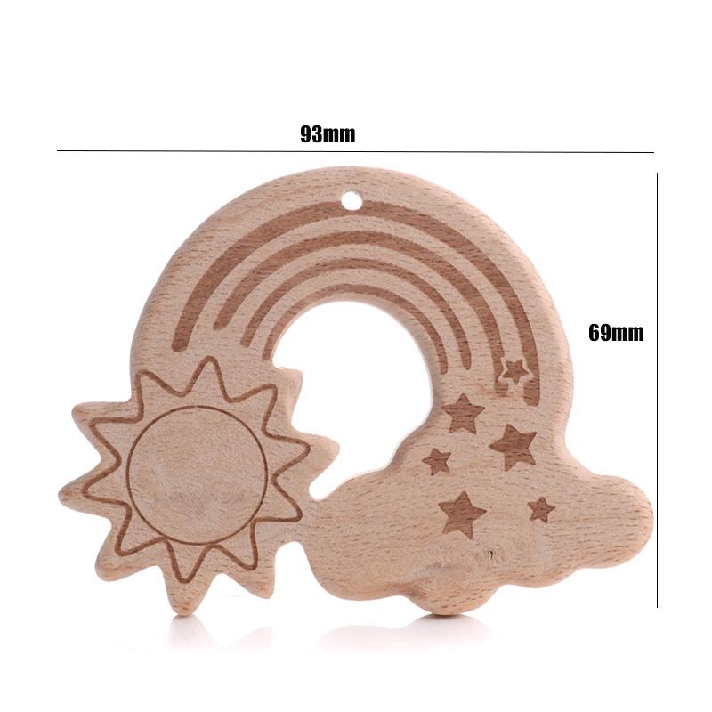

1Pcs Wooden Rodent Teethers Baby Cartoon Animals Rainbow Ice Cream Beech Teether Pendant For Baby Pacifier Chain Nurse Gifts Toy