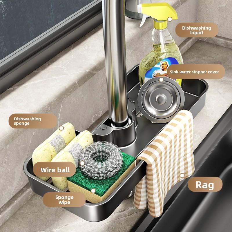 Modern Pp Kitchen Sink Organizer With Drip Tray For Home Storage
