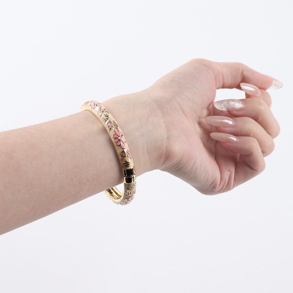 Enamel Vintage Cloisonne Bangle Colorful Women's Hand Bracelet Fashion Flower Bangle  Girls