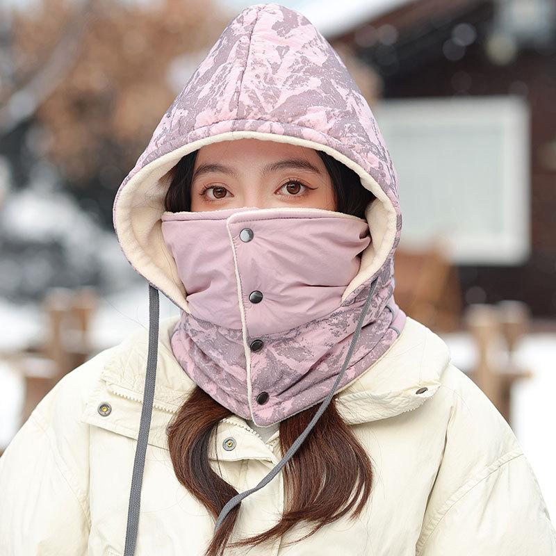Fleece warm scarf one-piece women's winter wind and cold cycling mask outdoor camouflage ski cap