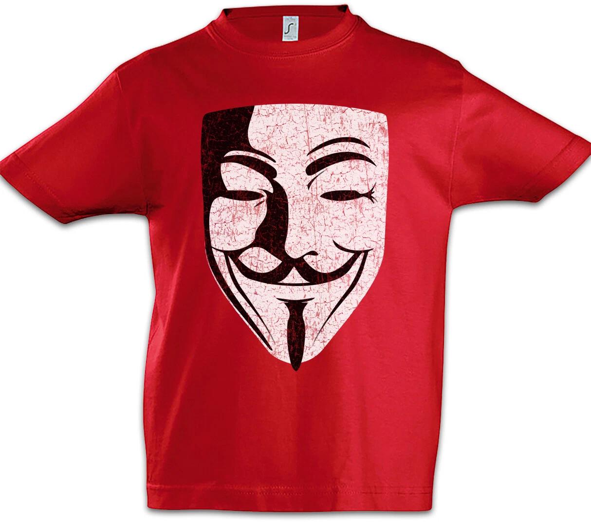 Guy Fawkes Mask II Kids Boys T-Shirt Dystopy Government Geek Nerd Mask- 100