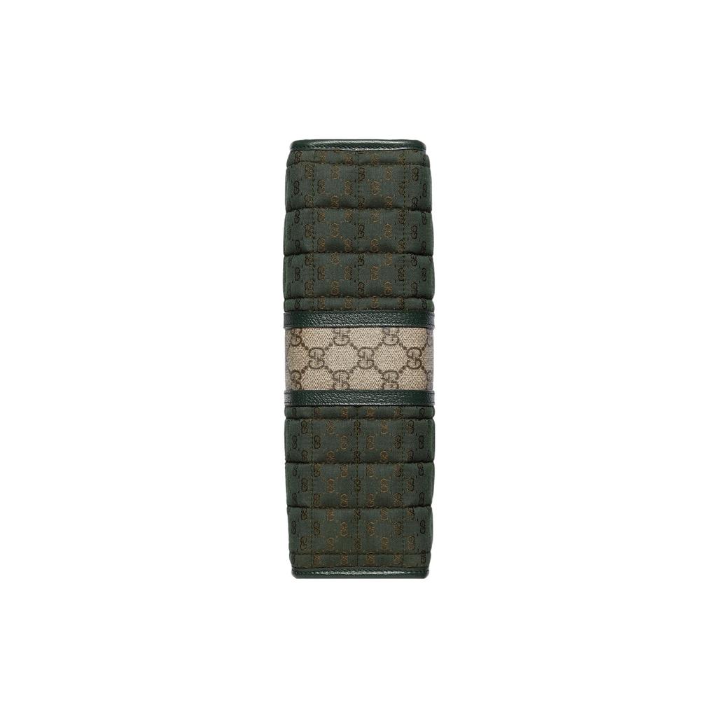 Gucci Double G Logo Zipper Closure Canvas And Leather Mini Clutch Men Clutch Green 751912-FAB7W-3046