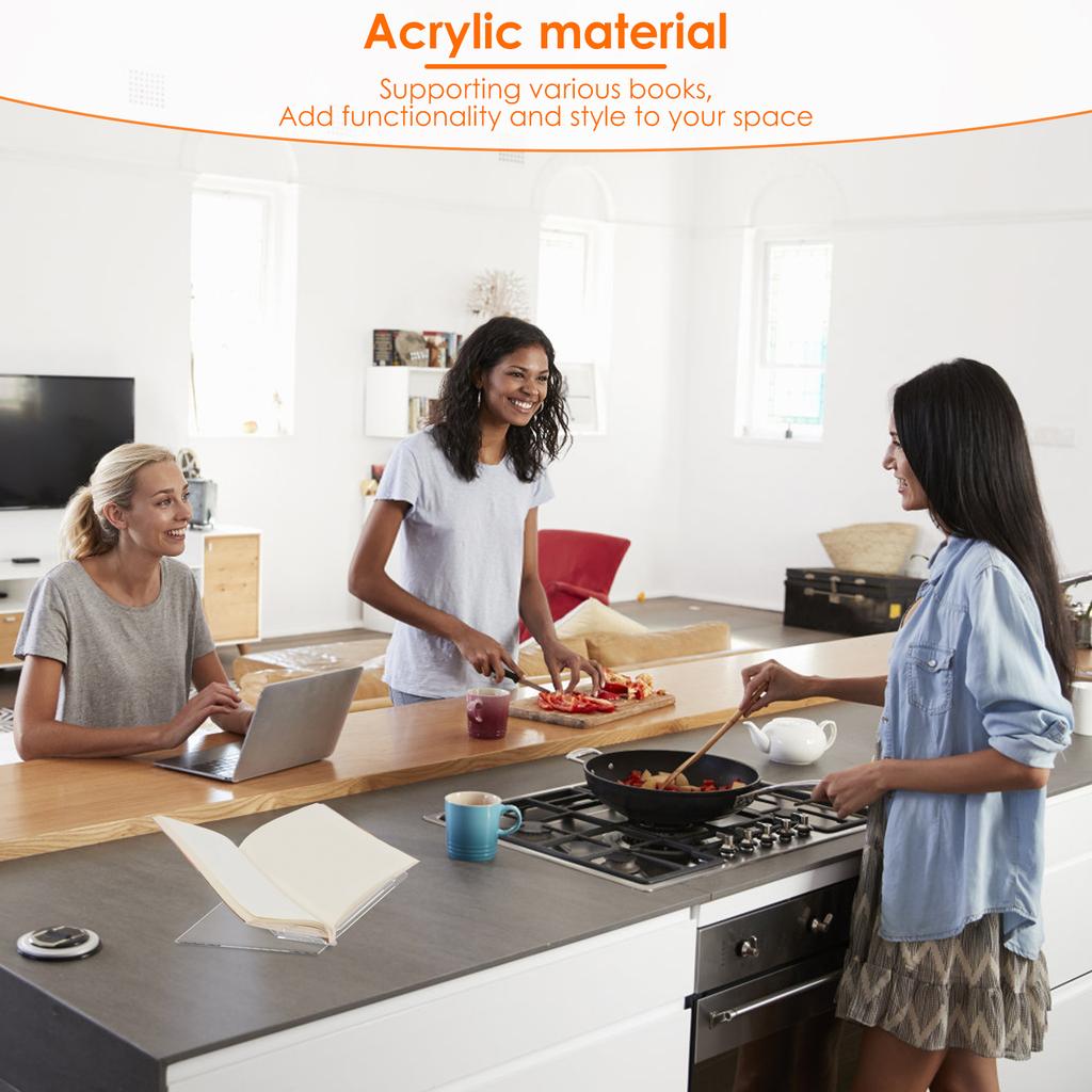 Buchständer Acryl X-förmiger Kochbuchständer Transparent Offener Zeitschriftenständer Desktop-Aufbewahrungsregal für Bücher Leseständer