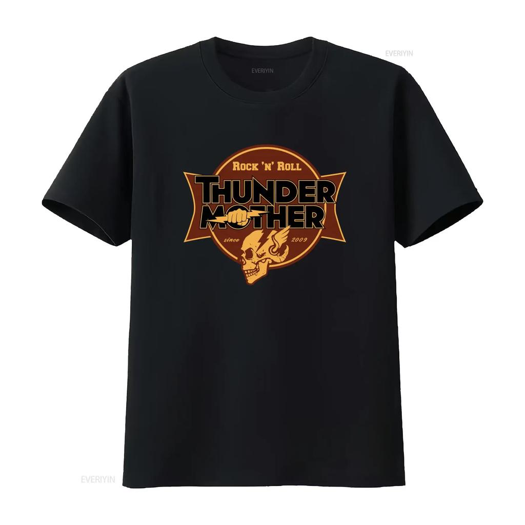 Thundermother Band Rock n Roll T Shirt Black All Sizes S 5XL with Bold Skull Lightning Design vintage Washed Comfortable