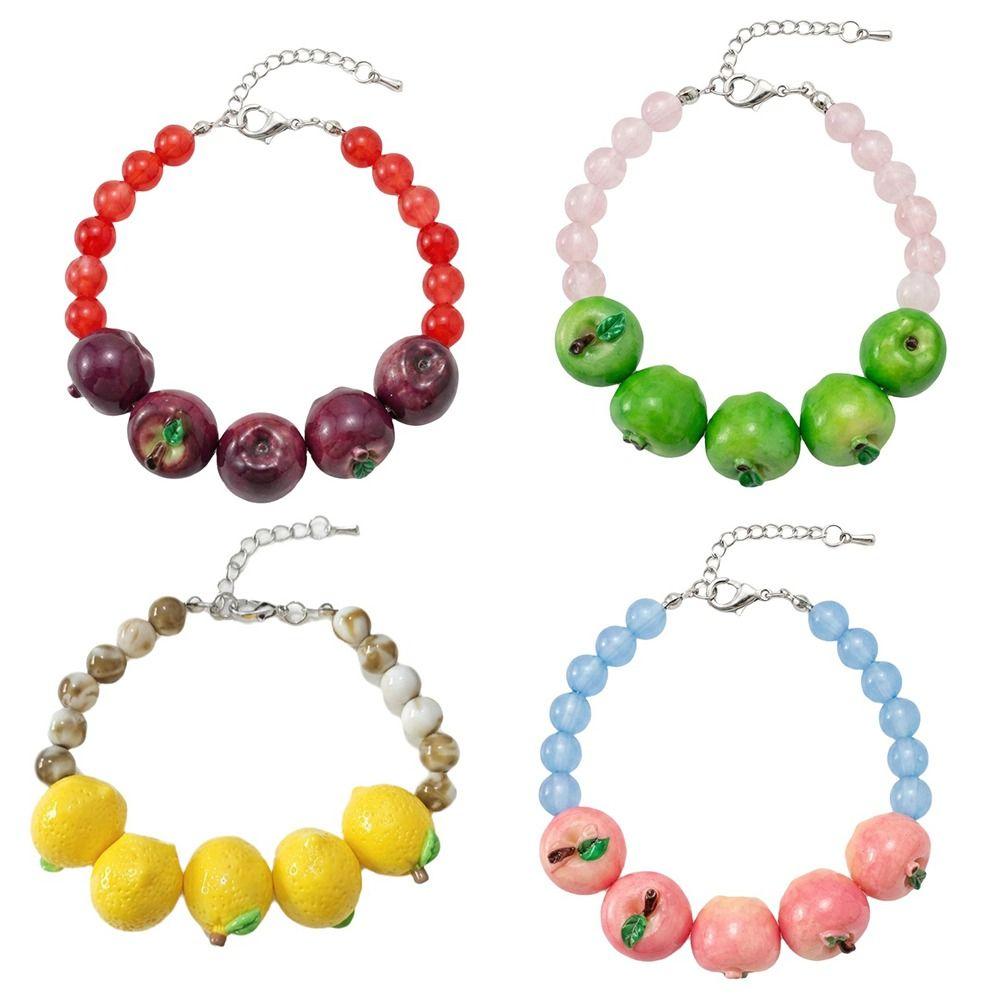 Lemon Bracelets Charm Bracelet for Women Resin Beaded Wrist Jewelry Party Accessory