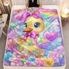 Cute Duck with Wings Bow Hearts Flowers Rainbow Fleece Blanket Magical Animal Print Soft Flannel Throw Kids Bedding Playroom