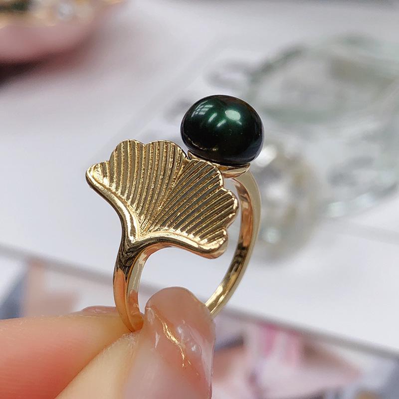 Women s Freshwater Pearl Ring - Simple, Versatile, and Exquisite Design Jewelry 8-9mm (No Box) чёрный