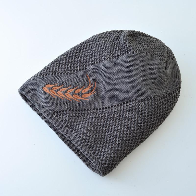 Wheat Embroidery Knitted Woolen Beanie - Warm, Cold-Proof Hat for Men & Women, Perfect for Outdoor Cycling in Autumn & Winter.
