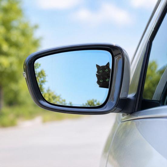 Yousheng Car Sticker, Waterproof PVC Self-adhesive No Trace Auto Decal, Black Cat Pattern Funny Sticker for Windows Mirrors Trunks Car