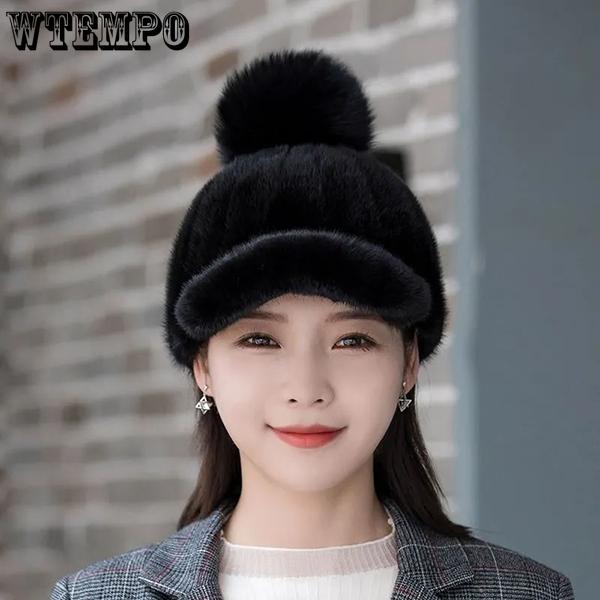 WTEMPO Retro Elegant Warm Thickened Soft Solid Color Windproof Cold-proof Peaked Caps Women's Autumn Winter Casual Versatile Plush Baseball Caps