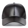 Unisex Pu Solid Leather Baseball Caps Outdoor Adjustable Spring And Autumn Casual Sunscreen Hat