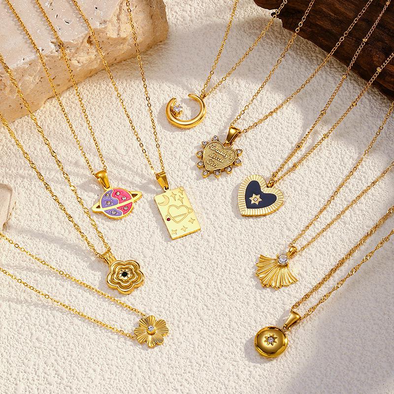 Titanium Steel Women Necklace Fade Resistant Collarbone Chain Minimalist Small Pendant Jewelry Accessory