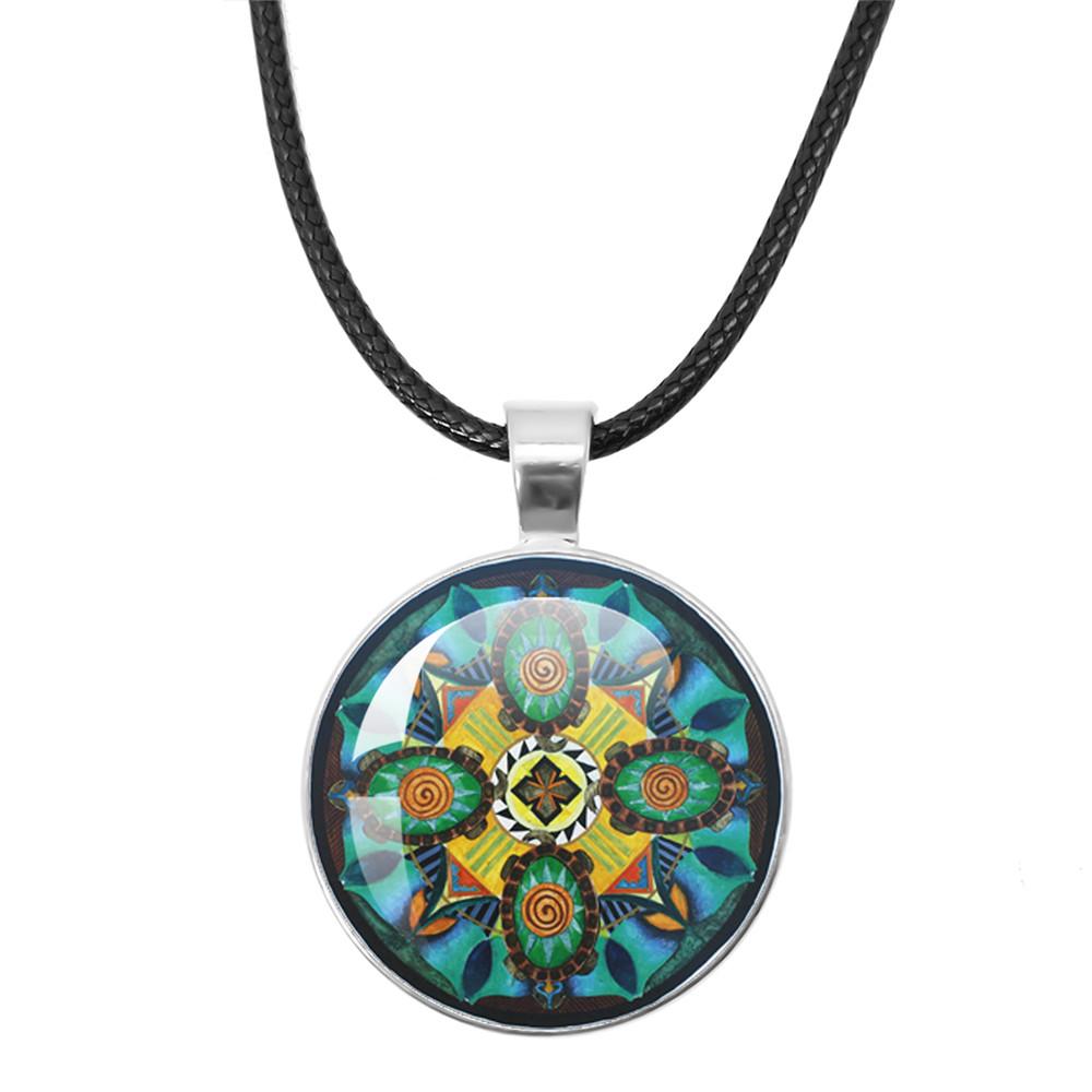 

Beautiful Mandala Tree of Life Rope Chain Glass Pendant Necklaces for Women Yoga Mandala Necklaces Gift Charm Women Jewelry