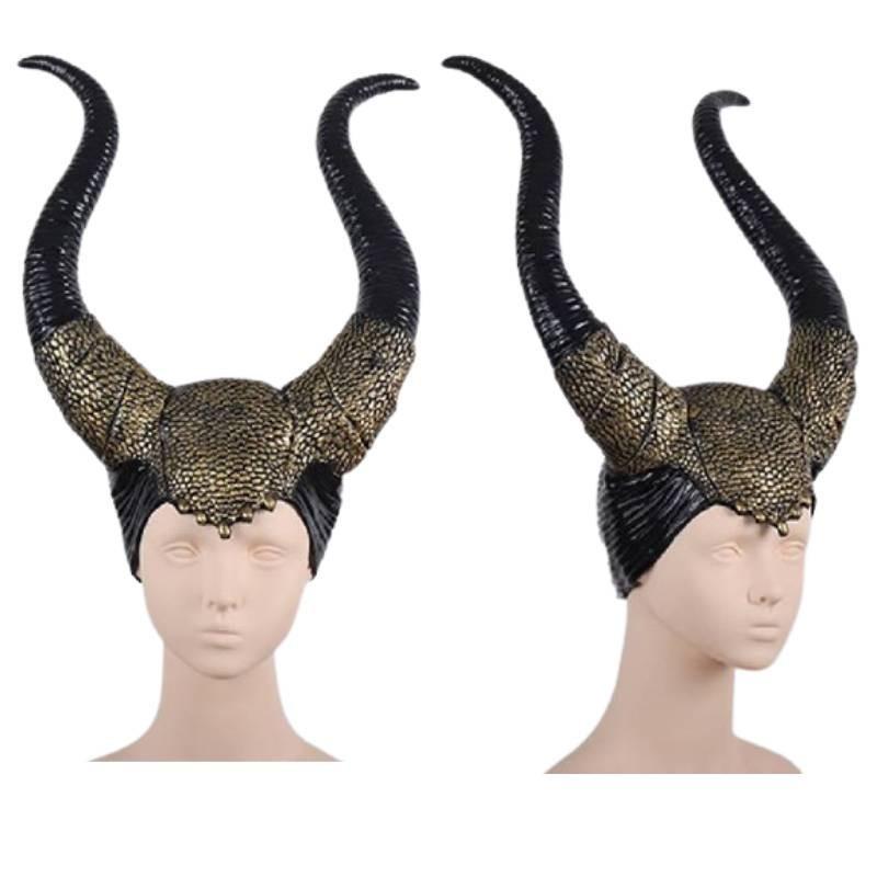 2024 New Golden Maleficent Horns Latex Mask For Halloween Cosplay And Carnival