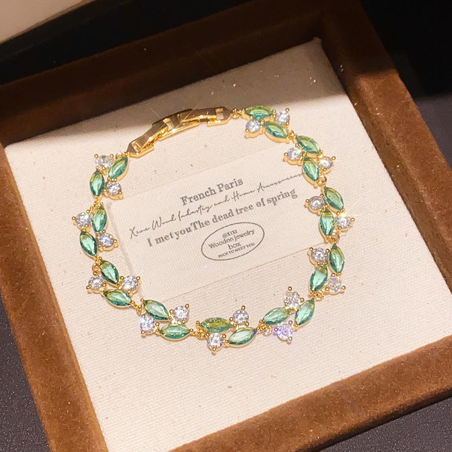 Cui Ji Liu Jin Elegant Colored Zircon Bracelet - Light Luxury, High-end, Versatile Design