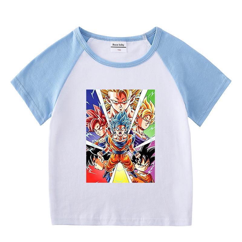 Kids' Summer Sports Two-Piece Set: Color Block T-Shirt & Shorts
